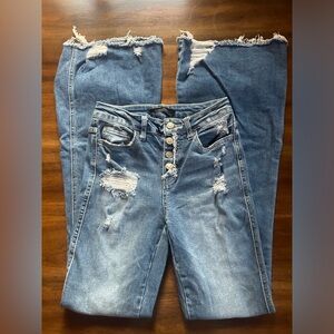 Flying Monkey High Rise Distressed Blue Jeans